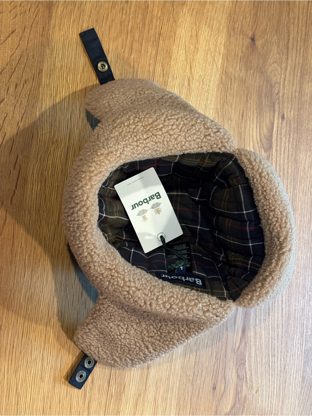 Barbour Morar Wax Trapper Hat Black Waxed Cotton Fleece Aviator NWT Sz L - Picture 7 of 9